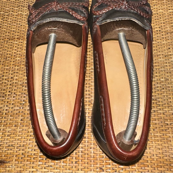 Allen Edmonds Loafers Woodstock 10.5D Slip On Kiltie Tassel 2 Tone Black Brown - Picture 6 of 11